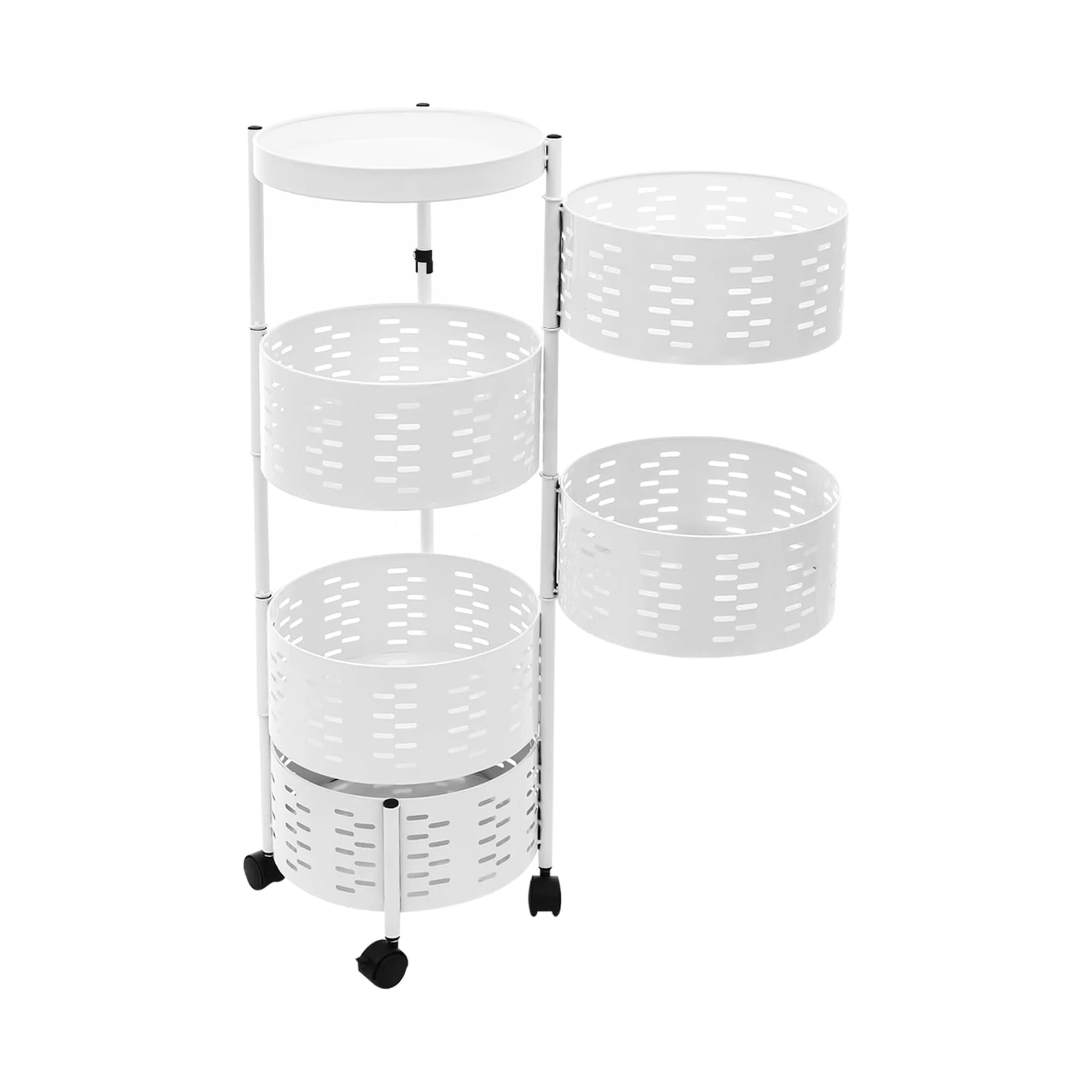 Fruit and Vegetable Basket for Kitchen - 5 Tier Rotating Storage Shelves Rack -