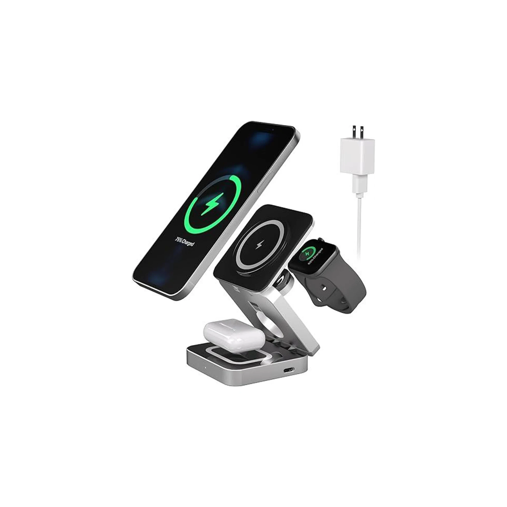 3 in 1 Wireless Charging Station, Fast Wireless Charger Stand for Fast Charge, W