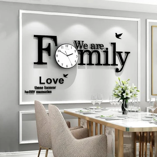 We are family wall clock diy acrylic wall decoration