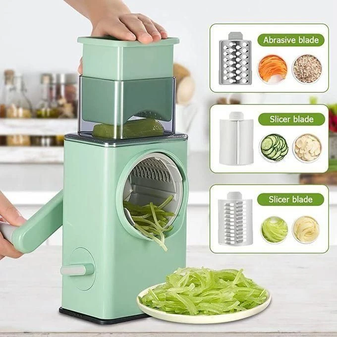 Manual Rotary Drum Vegetable Cutter – Multifunction Vegetable Slicer, Slice, Shr