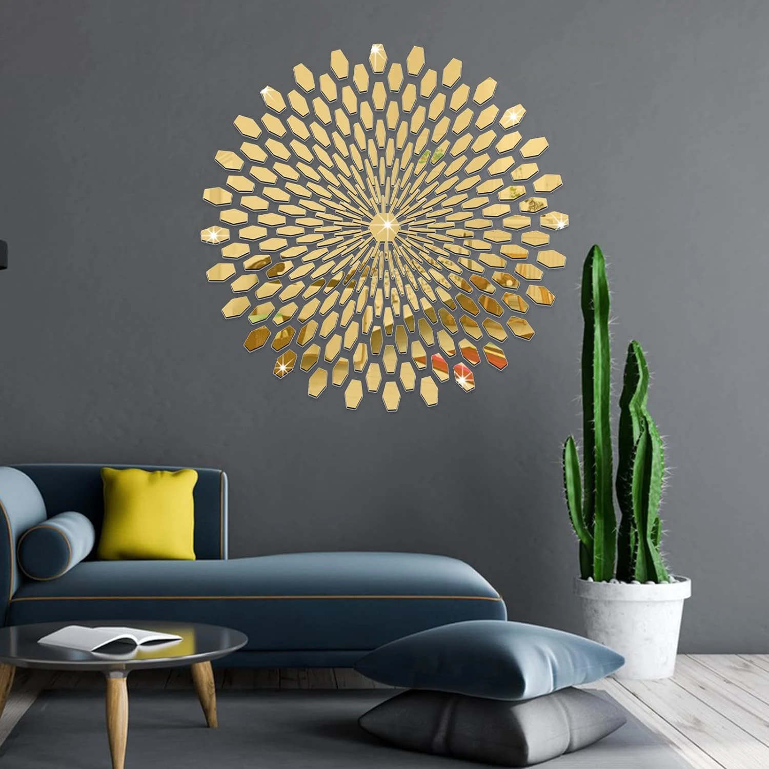 3D Sun Stereo Acrylic Sunflower Round Mural 56 x 56cm