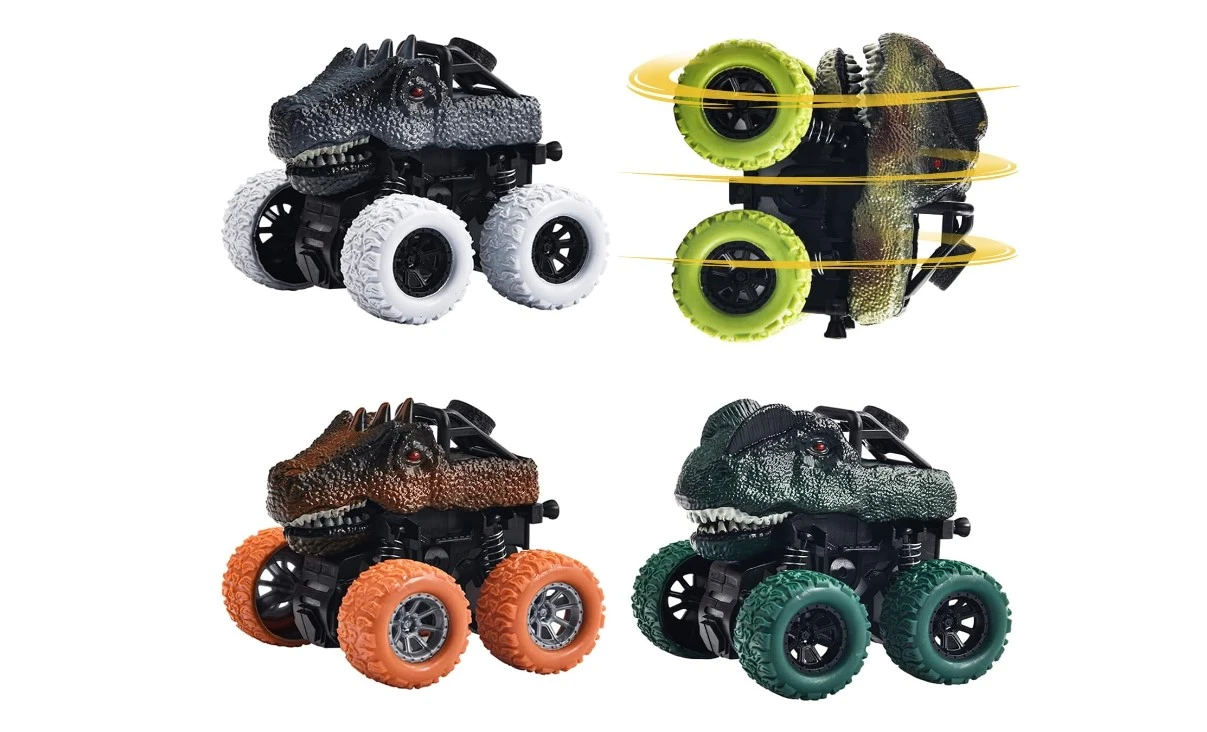 Pull Back Dinosaur Cars, 6-Pack Dino Cars Toy Set for Kids