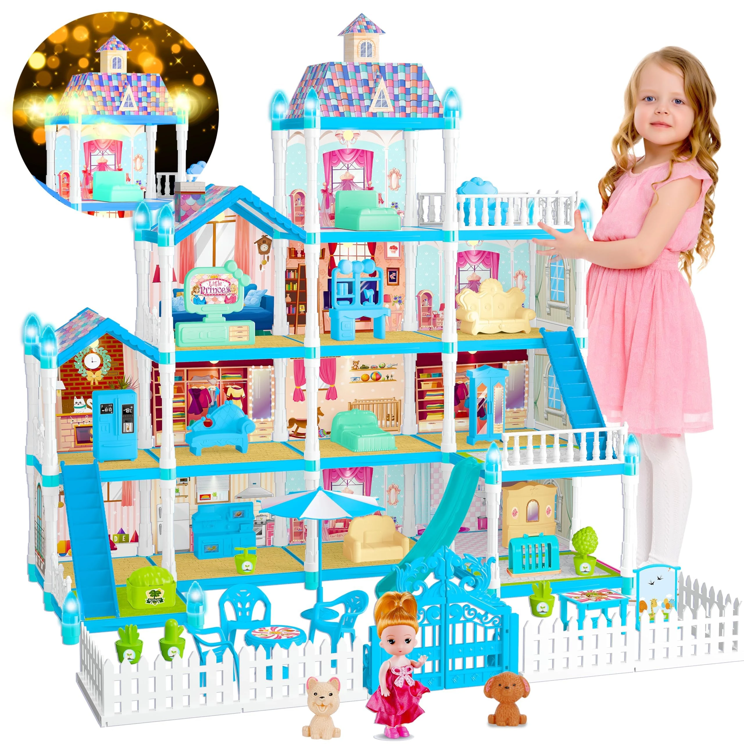 Doll House for 3 to 8 Year Old with 3 Dollhouse Dolls Fun Play Set for Kids