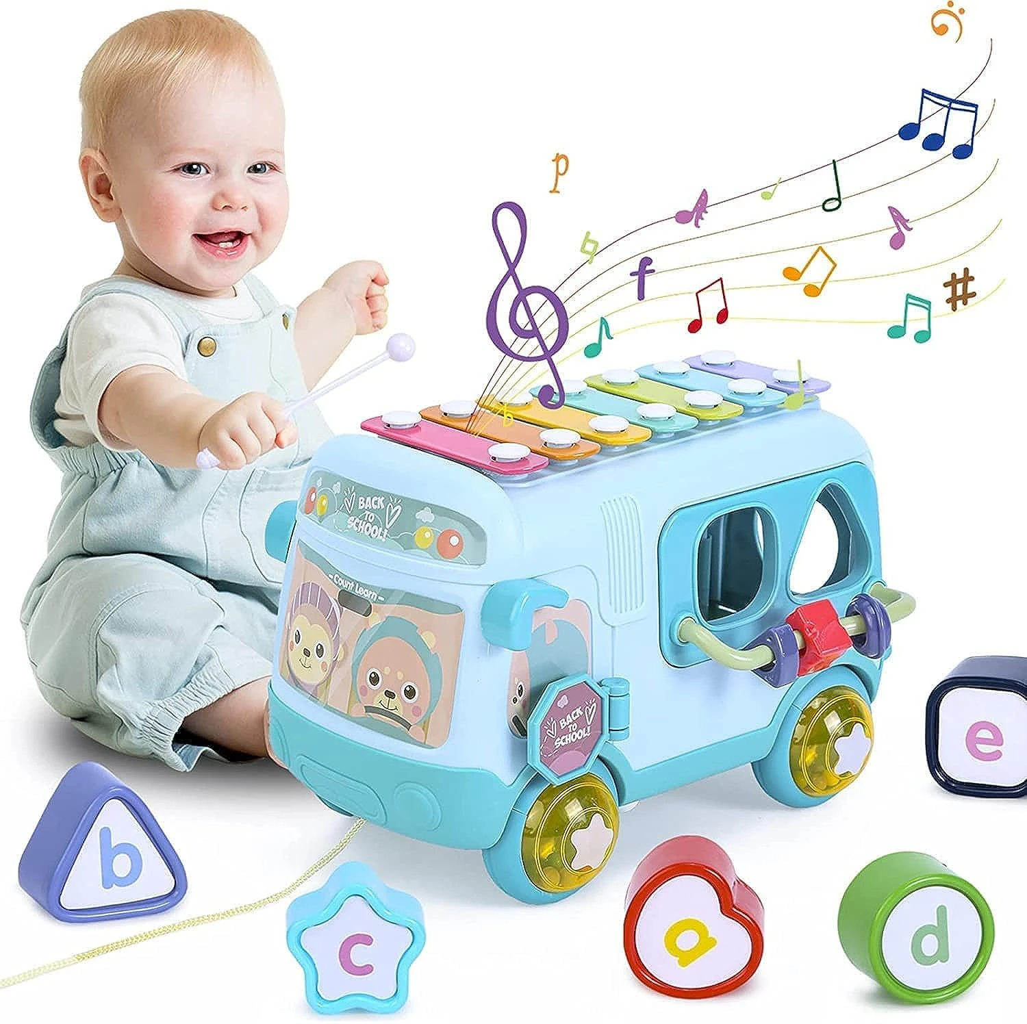 Musical Bus Toys Multifunctional Toddler Toy Cars for Fun & Learning