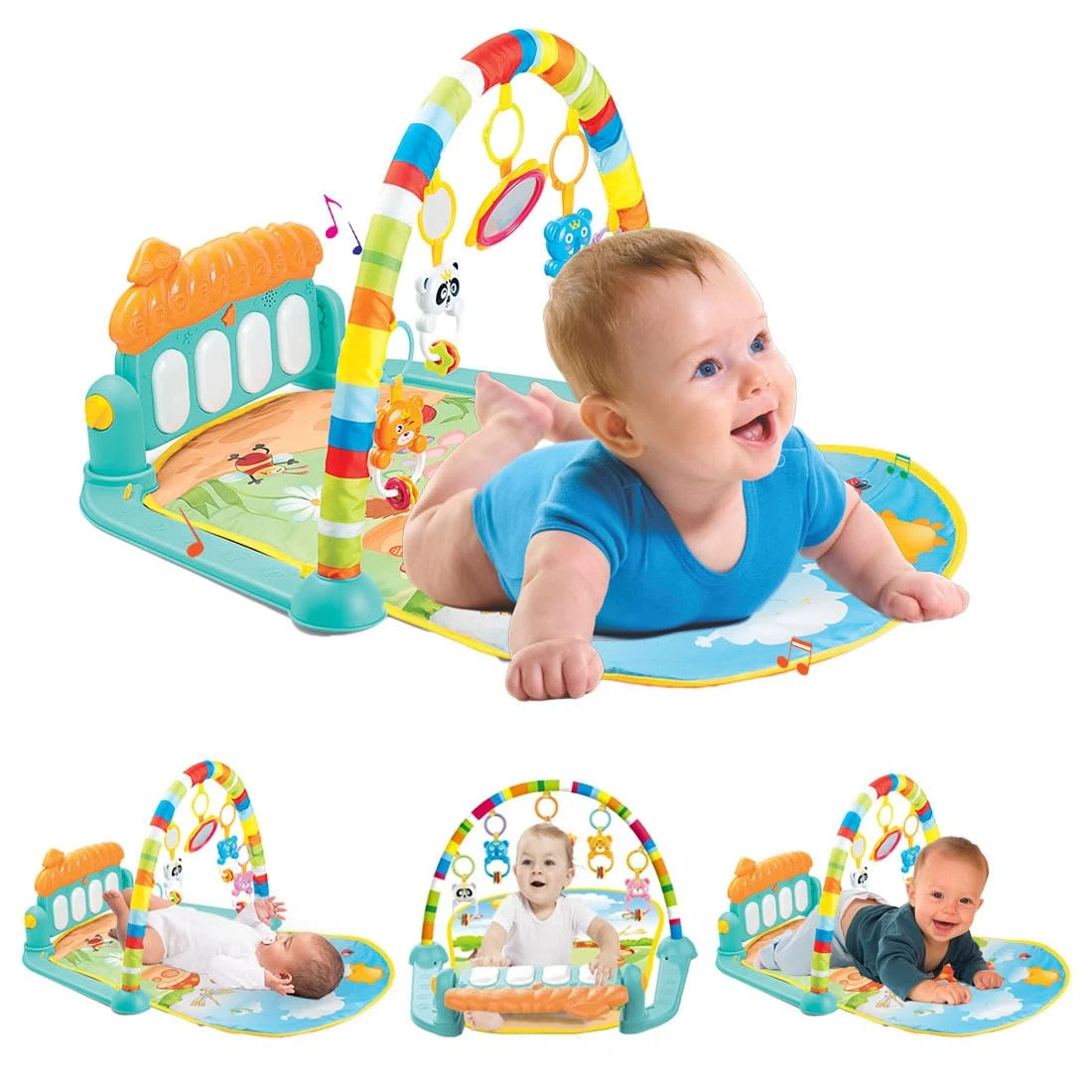 Baby Gyms Play Mats with Music & Lights Deluxe Activity Gym for Infants