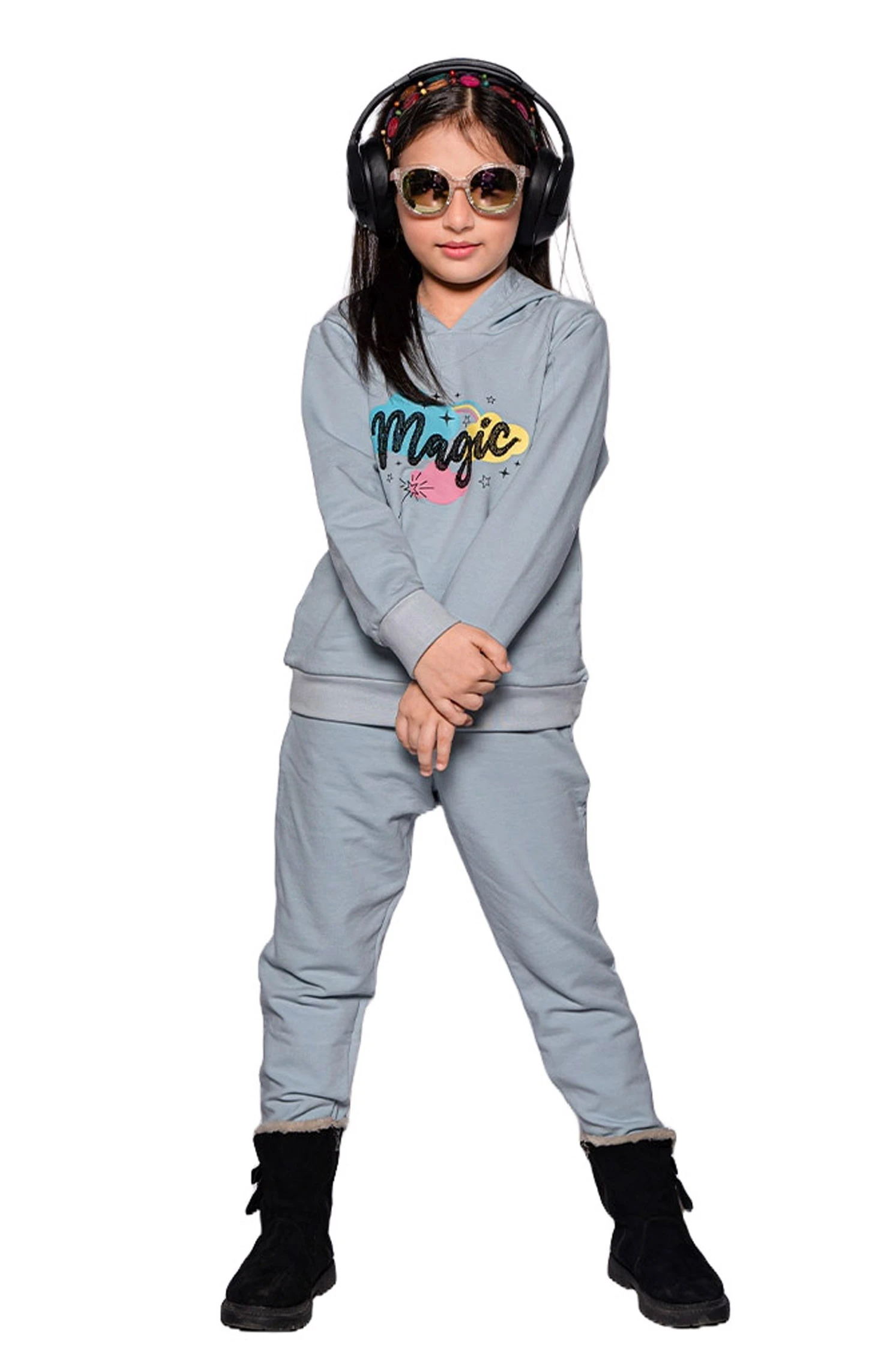 KIDS HOOD SET BLUE MAGIC PRINT  GIRLS (7-8 years)