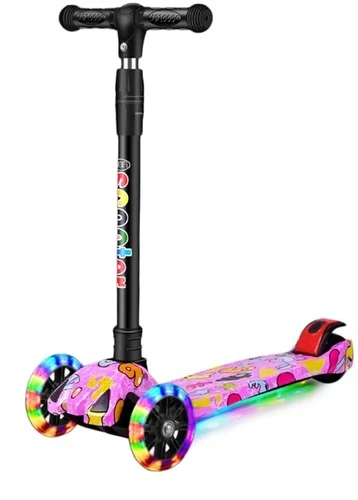 Kids Scooter Foldable Scooter for Toddlers Girls Boys, LED Lights Up 3 Wheels Sc